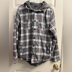 Buffalo David Bitton Gray and Brown Plaid Shirt Jacket